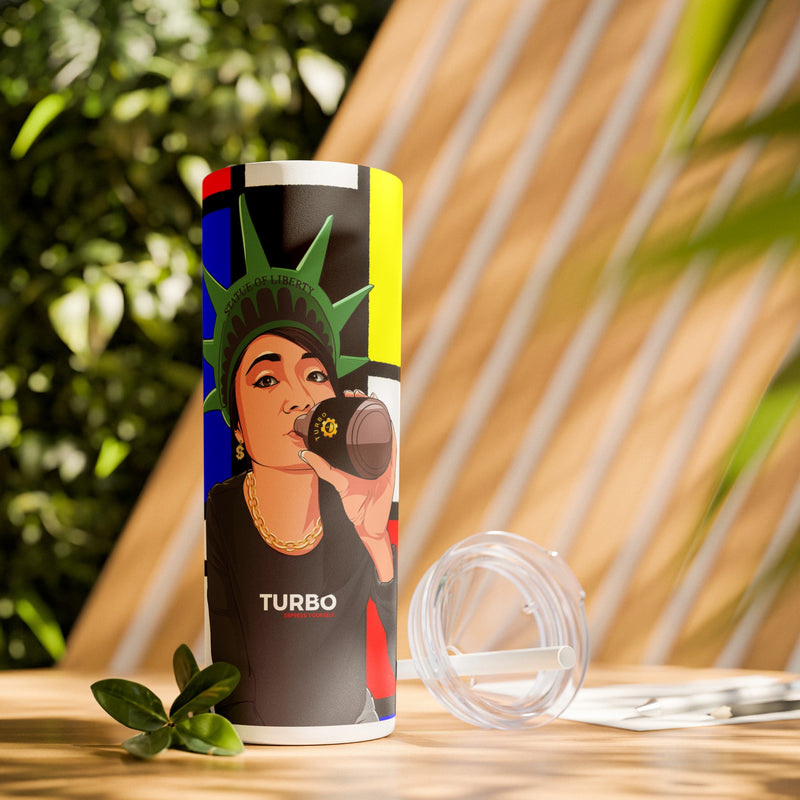 Turbo Mascot Skinny Tumbler with Straw, 20oz