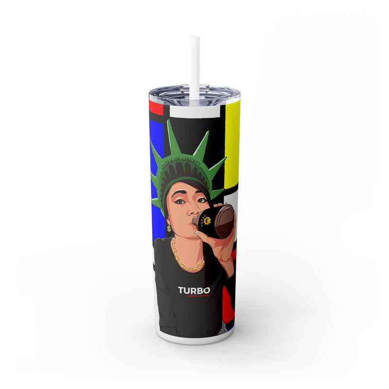 Turbo Mascot Skinny Tumbler with Straw, 20oz